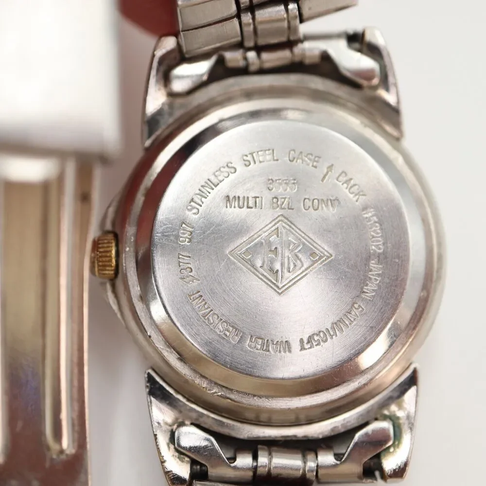 Eddie Bauer Diver Watch Women 25mm Two Tone Steel Bracelet with New Battery